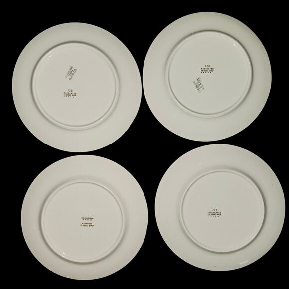 Cleveland China 7" Plates Set of 4 Greek Key 18K Gold Trim G.H.B. Co. Crazing - Picture 6 of 6